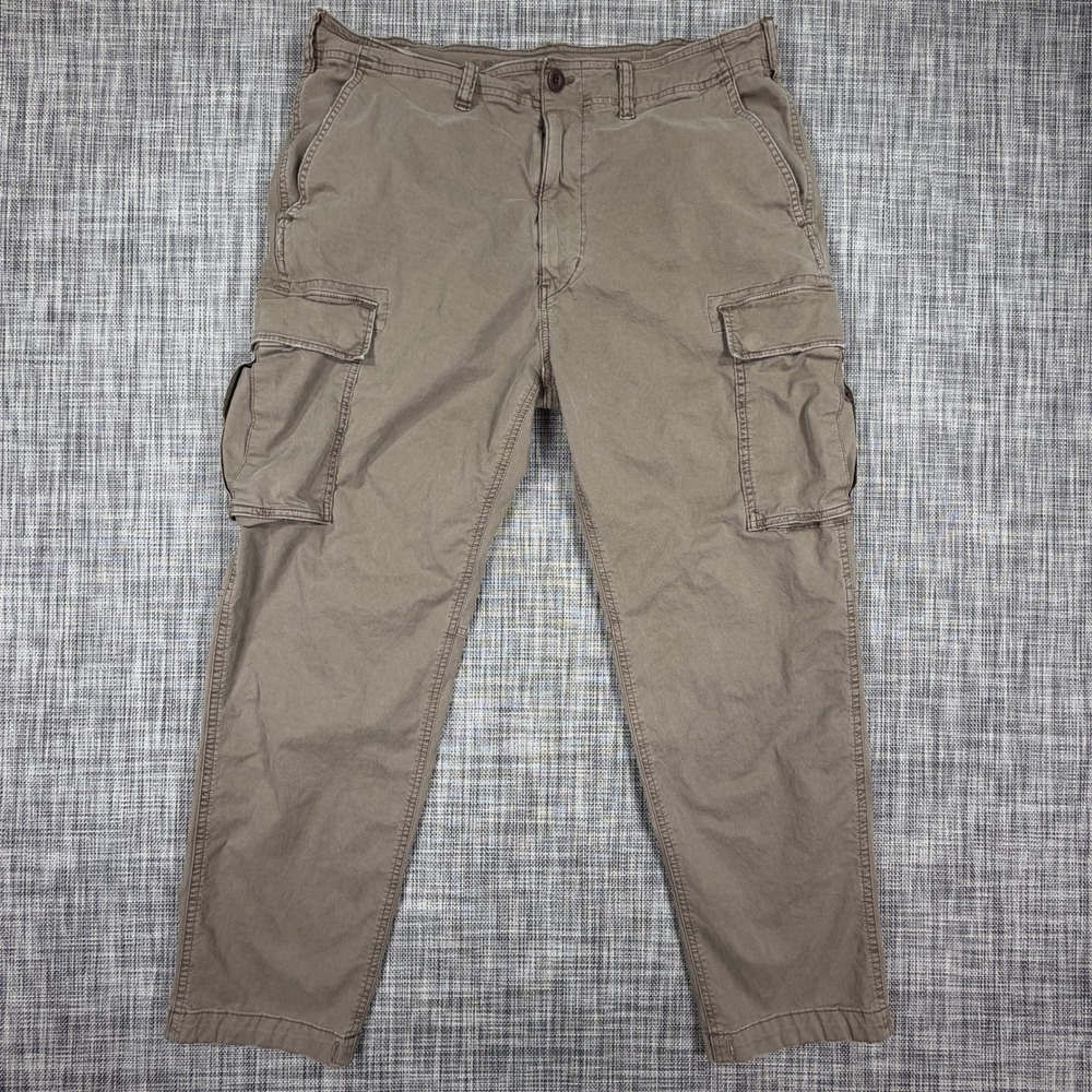 American Eagle Men's Cargo Pants Taupe 34x32 Cotton Blend Utility Stretch Zip